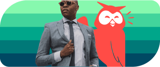 Man in suit with Owly