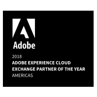 Badge commemorating Hootsuite being awarded Adobe Experience Cloud Exchange Partner of the Year