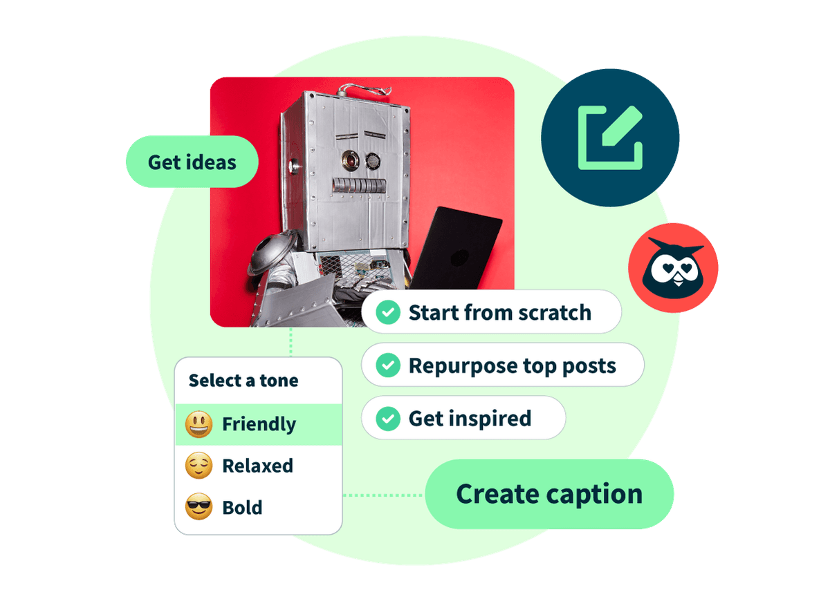 Hootsuite AI hashtag and writing tool